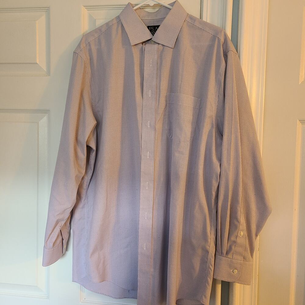Jos A Bank Purple Plaid Dress Shirt Size 17.5 / 34